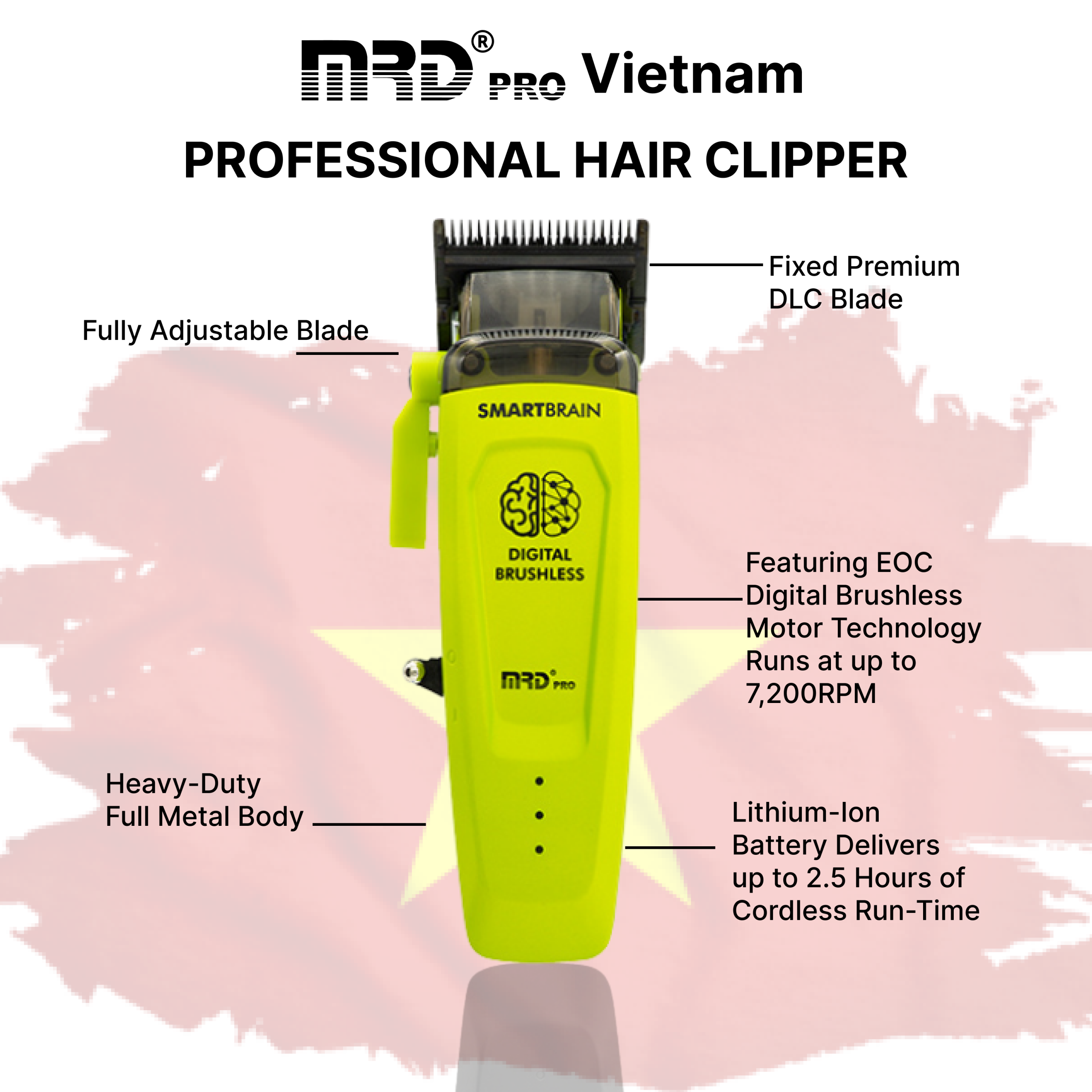 Tông Đơ MRDPRO SMART BRAIN HC 90-4-Xanh-Công Nghệ Thông Minh - Ảnh 6