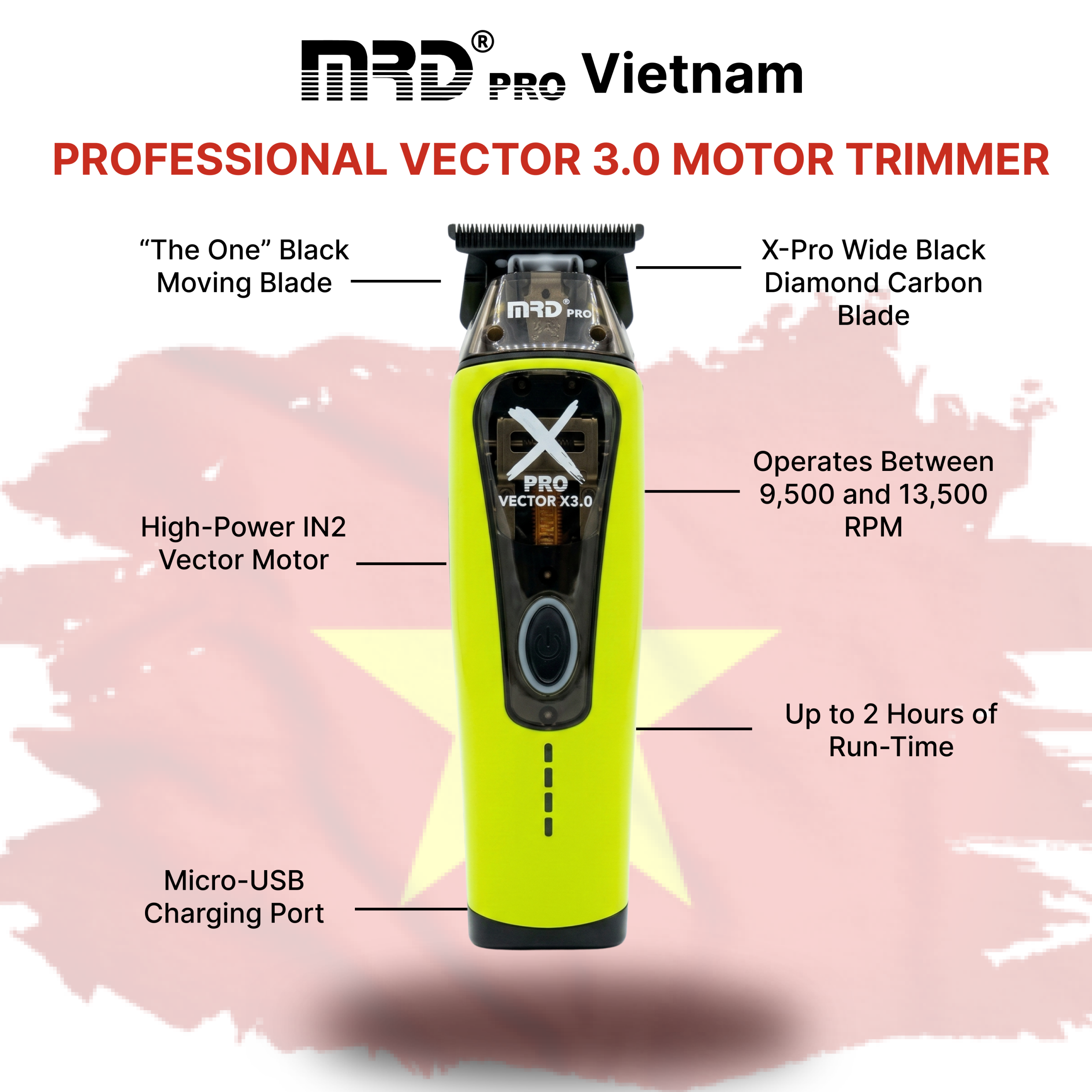 Tông Đơ Cắt Tóc XPRO GMT-999C-Xanh-Vector X3.0,Động cơ mạnh 9500-13000 vòng/phút - Ảnh 5