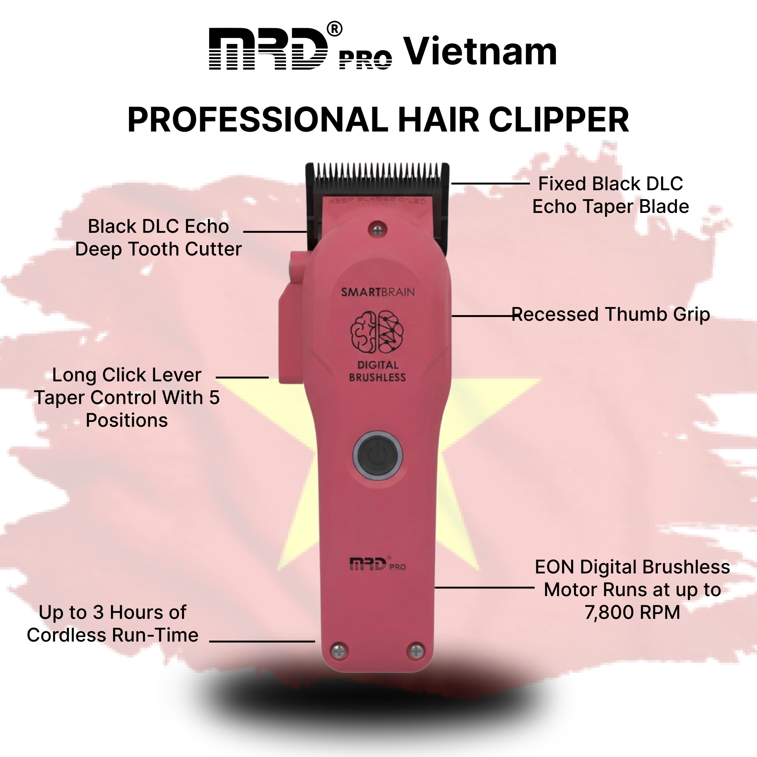 Tông Đơ MRDPRO 3969ST-Hồng-Động Cơ Mạnh, Viền Sát, Đường Cắt Sắc Nét - Ảnh 7