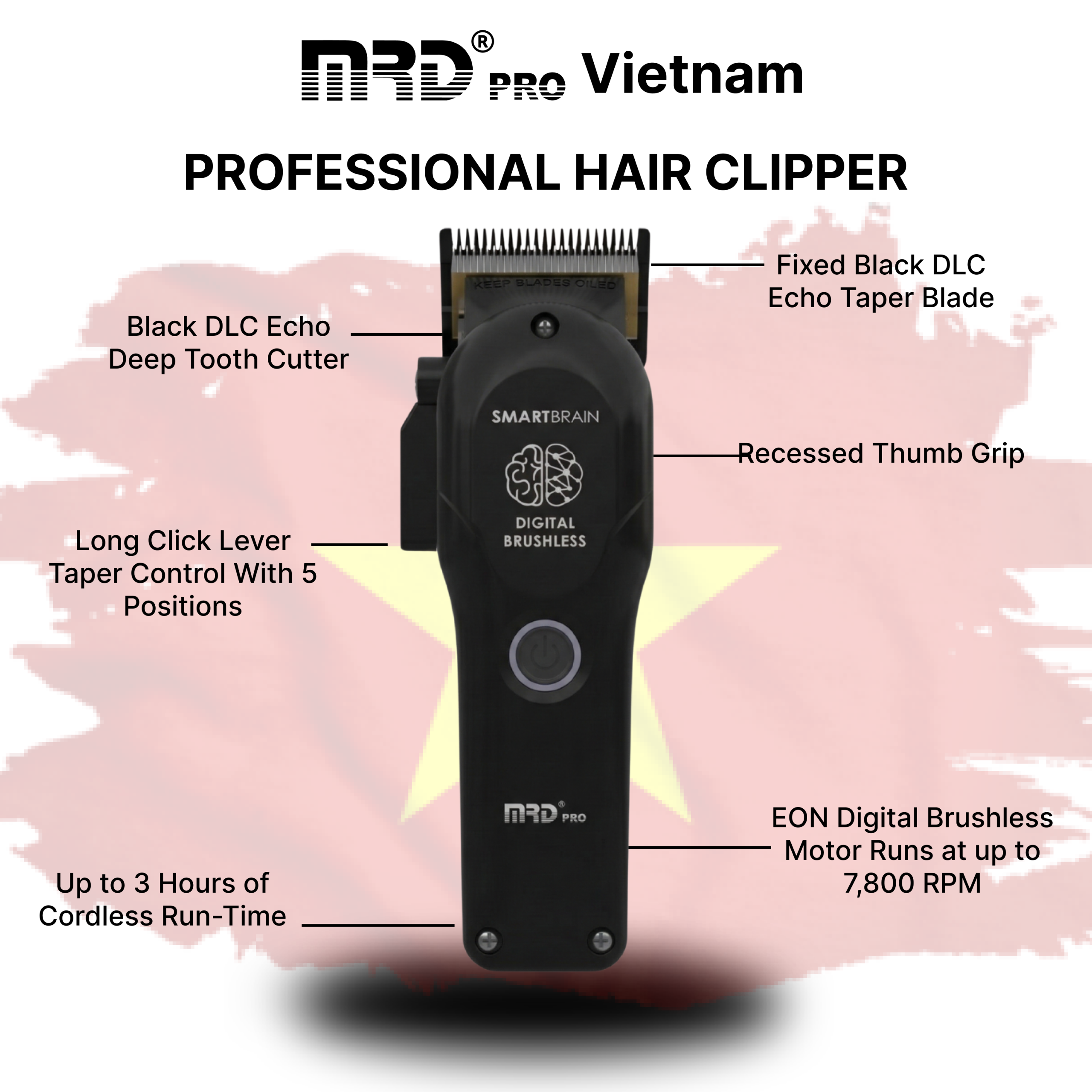 Tông Đơ MRDPRO 3969ST-Đen-Động Cơ Mạnh, Viền Sát, Đường Cắt Sắc Nét - Ảnh 7