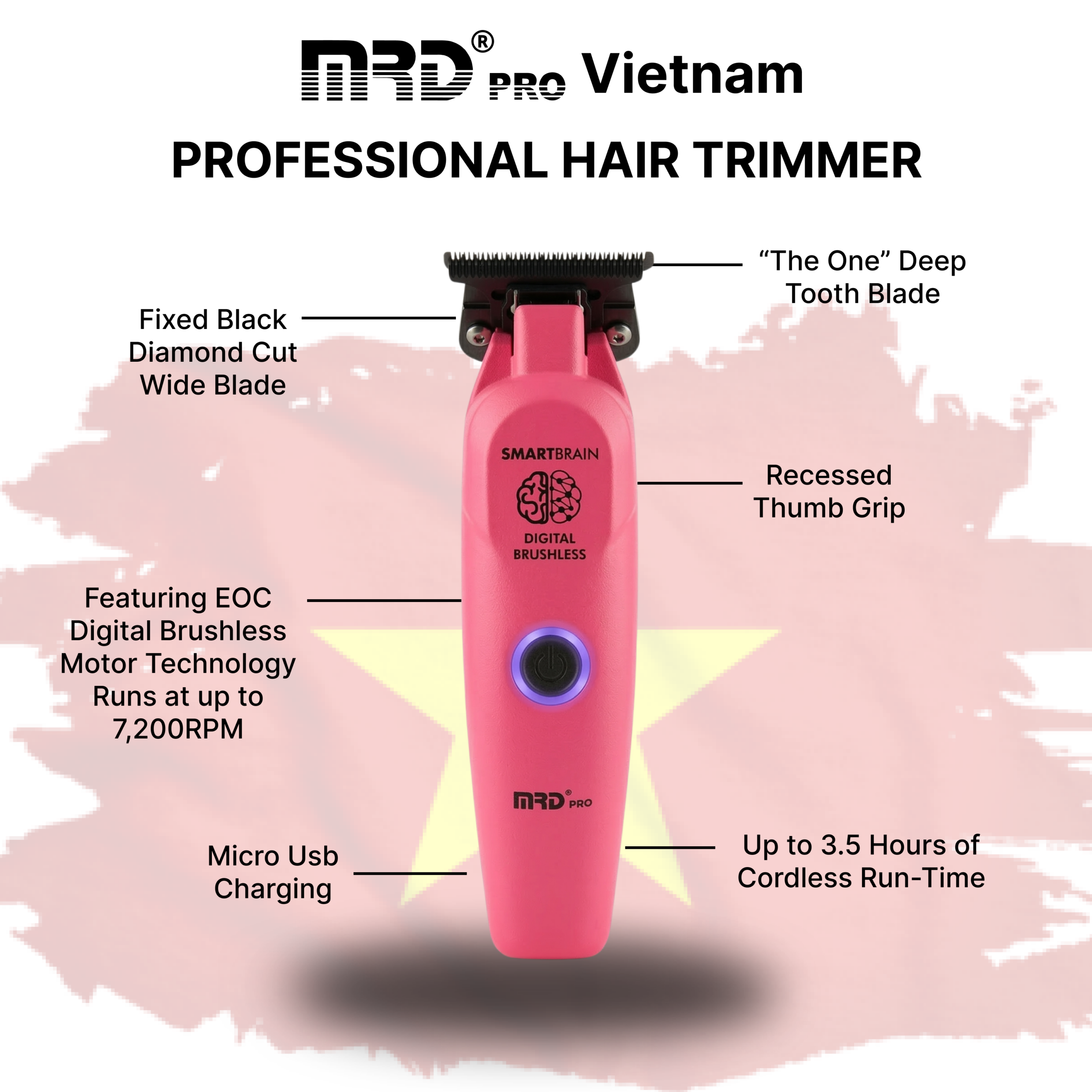 Tông Đơ Bấm Viền MRDPRO GMT 3969ST-Hồng-Cắt Sát, Viền Nét, Đẳng Cấp Barber - Ảnh 8