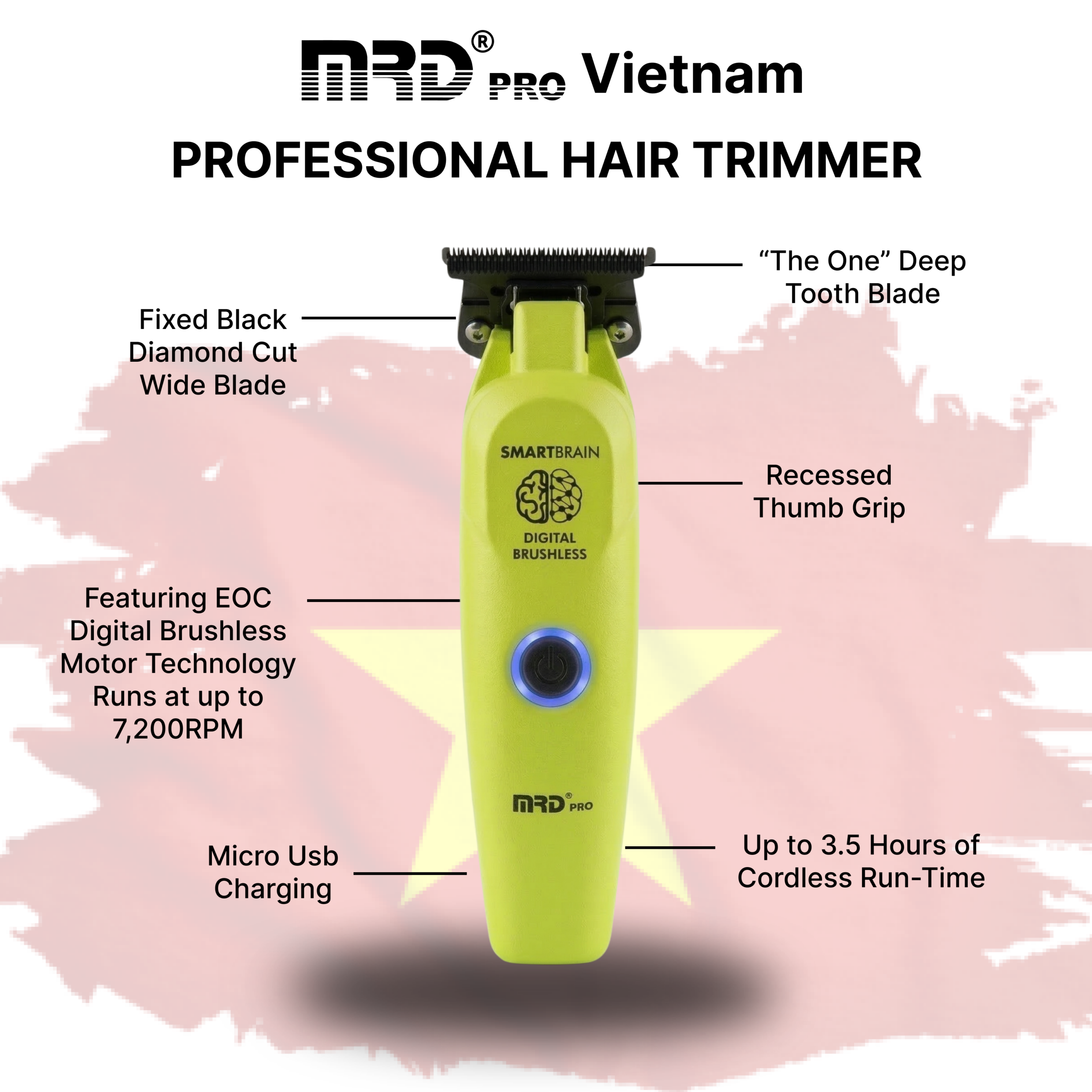 Tông Đơ Bấm Viền MRDPRO GMT 3969ST-Xanh-Cắt Sát, Viền Nét, Đẳng Cấp Barber - Ảnh 7