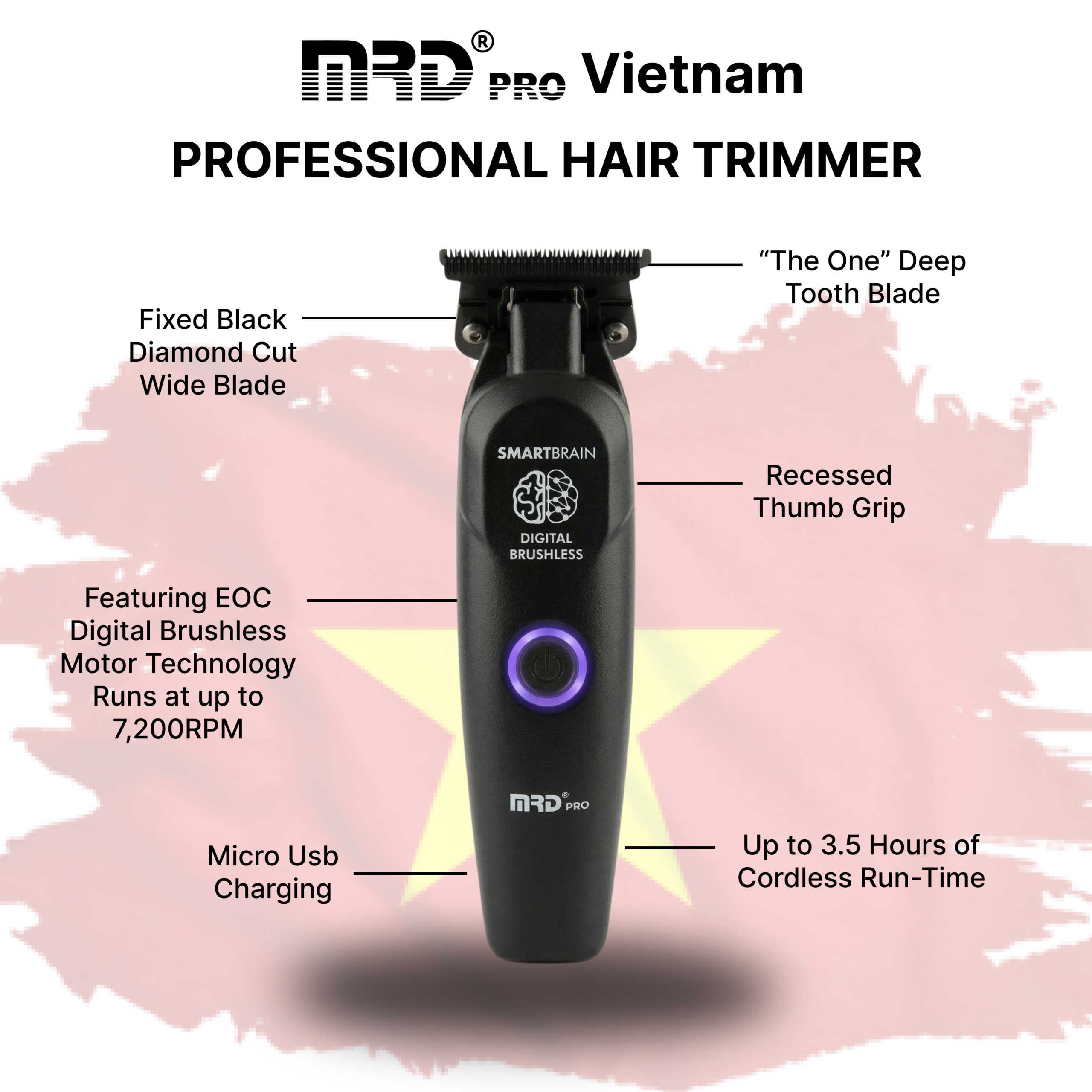 Tông Đơ Bấm Viền MRDPRO GMT 3969ST-Đen-Cắt Sát, Viền Nét, Đẳng Cấp Barber - Ảnh 7