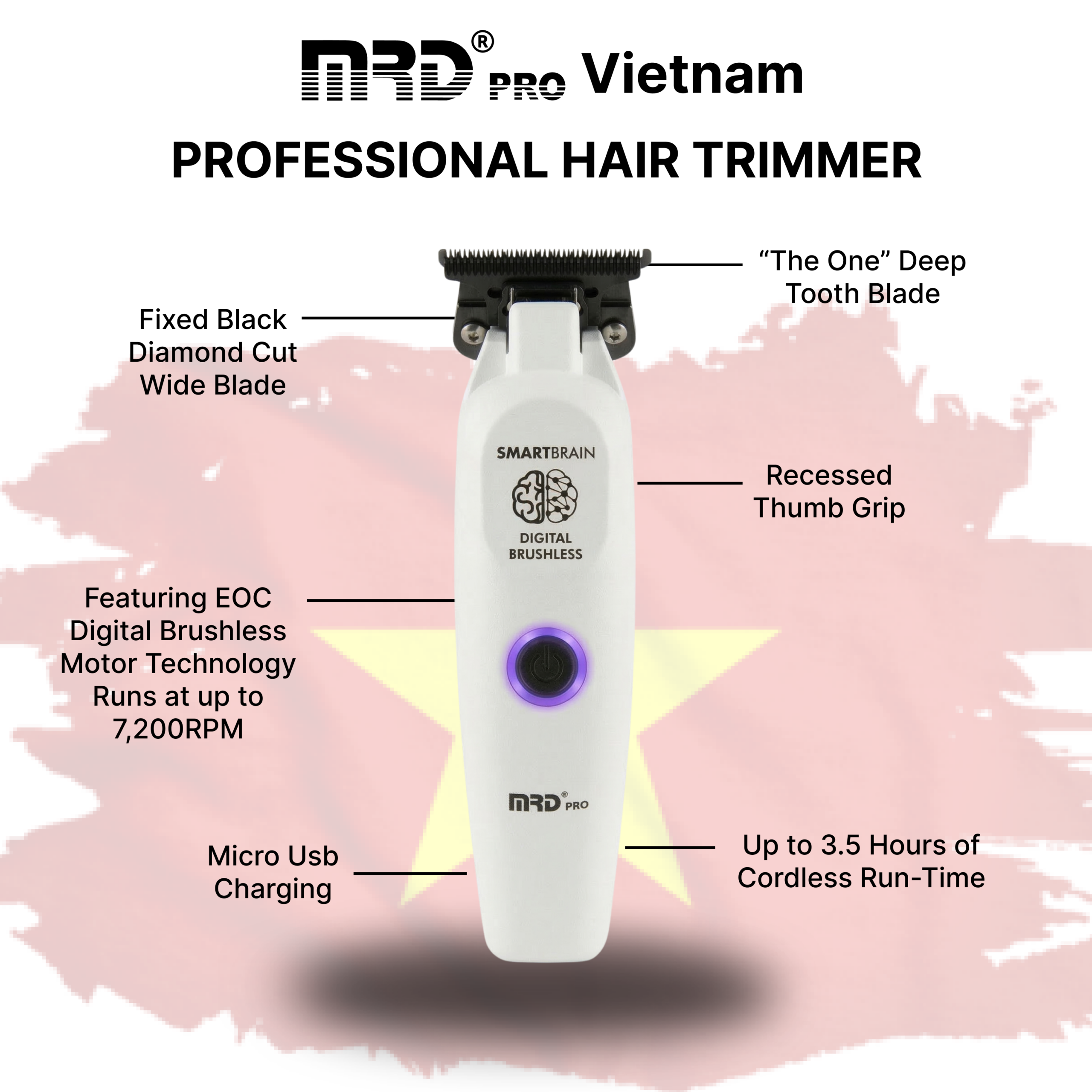 Tông Đơ Bấm Viền MRDPRO GMT 3969ST-Trắng-Cắt Sát, Viền Nét, Đẳng Cấp Barber - Ảnh 7