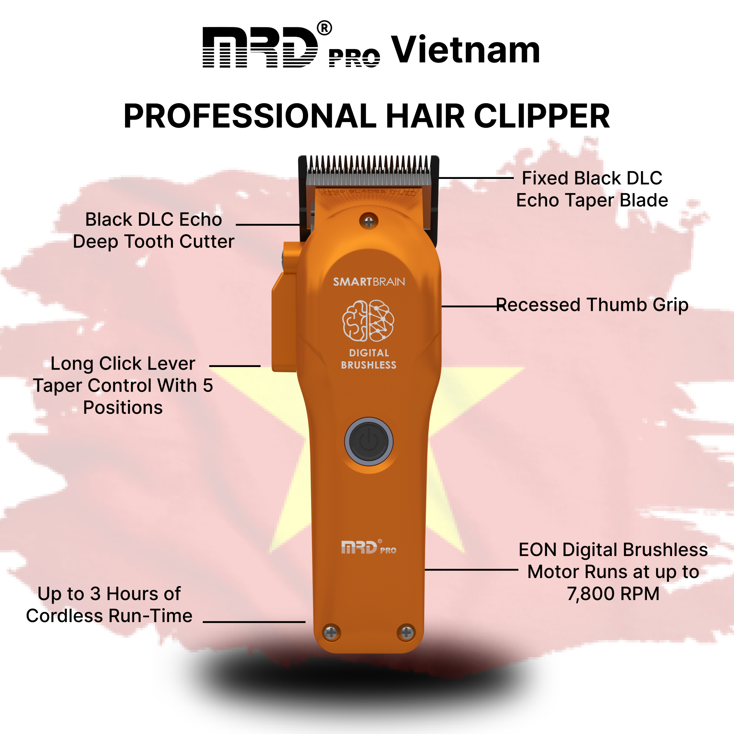 Tông Đơ MRDPRO 3969ST-Cam-Động Cơ Mạnh, Viền Sát, Đường Cắt Sắc Nét - Ảnh 6