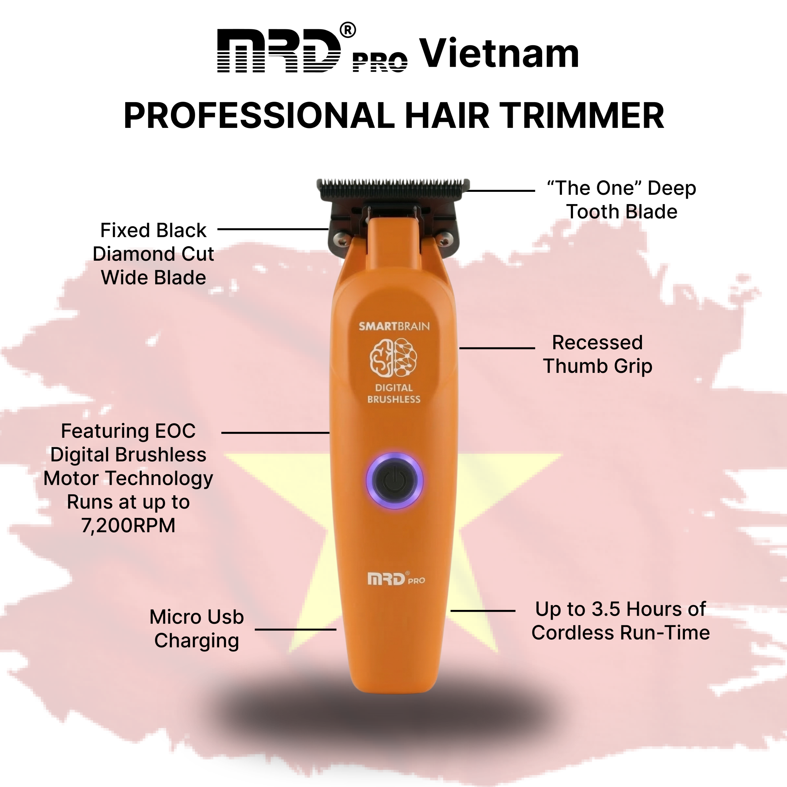 Tông Đơ Bấm Viền MRDPRO GMT 3969ST-Cam-Cắt Sát, Viền Nét, Đẳng Cấp Barber - Ảnh 7