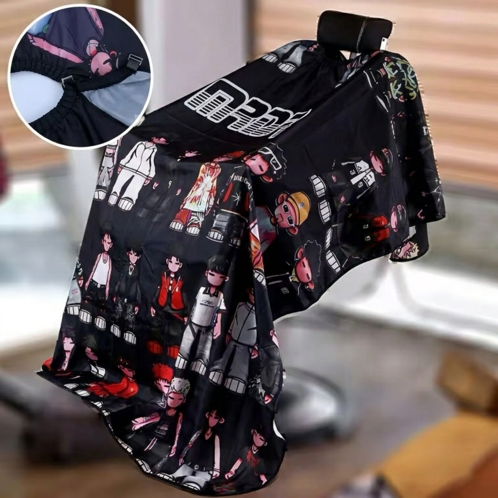 Áo Choàng Cắt Tóc MRDPRO-ĐEN– Chống Bám Tóc, Thoáng Khí, Chuẩn Salon Chuyên Nghiệp